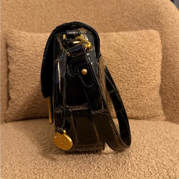 Elegant Brahmin 100% Leather Black and Gold Croc-Embossed Women's Bag - Picture 6 of 12